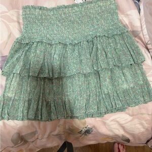 The Reset Green Floral Mini Skirt